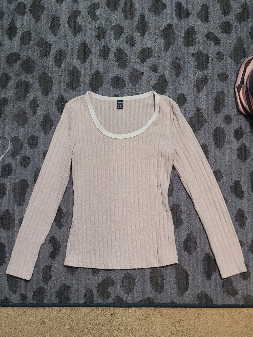 Shein Cream Ribbed Top Sz S